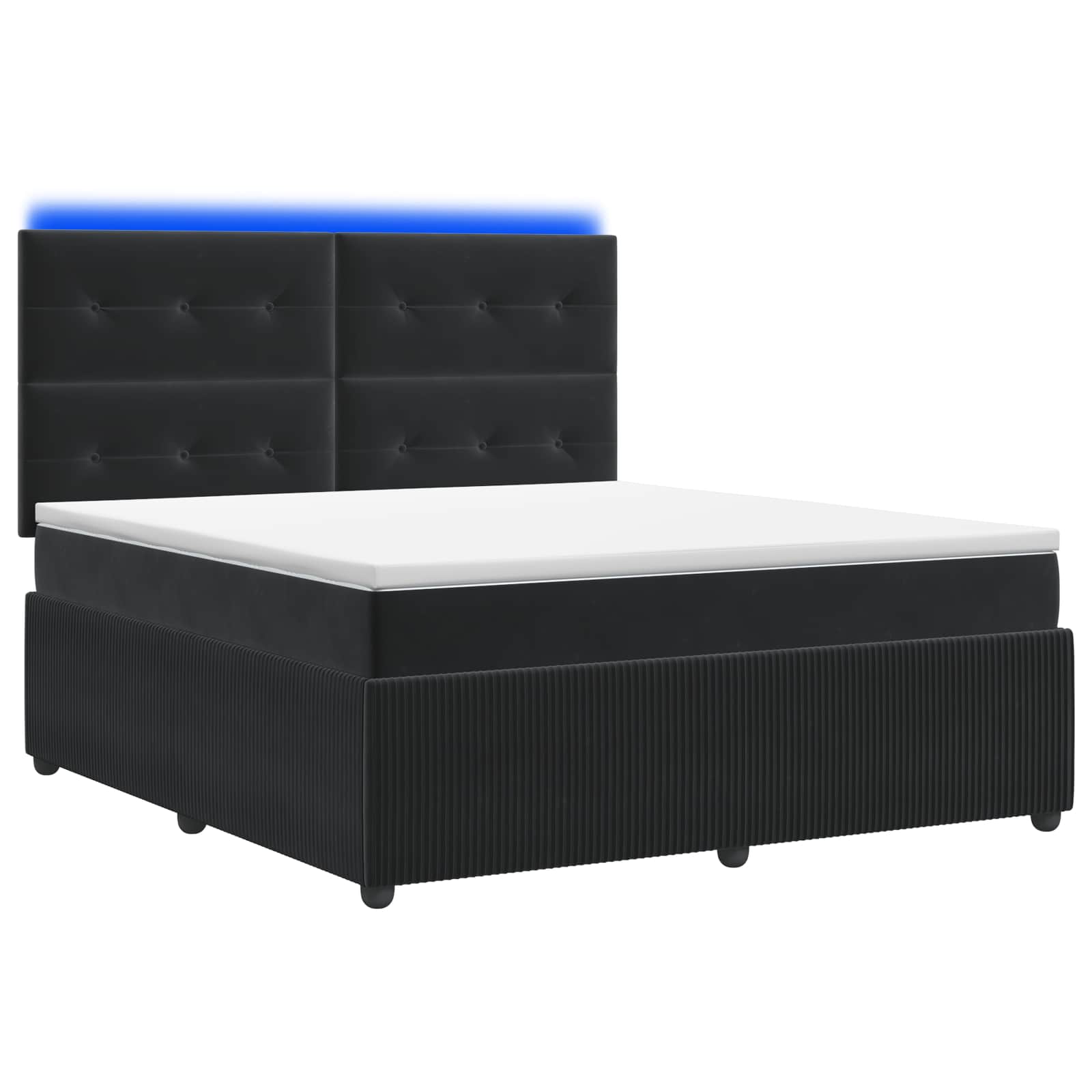 LED Boxspringbett mit Matratze Schwarz 140 x 200 cm Samt