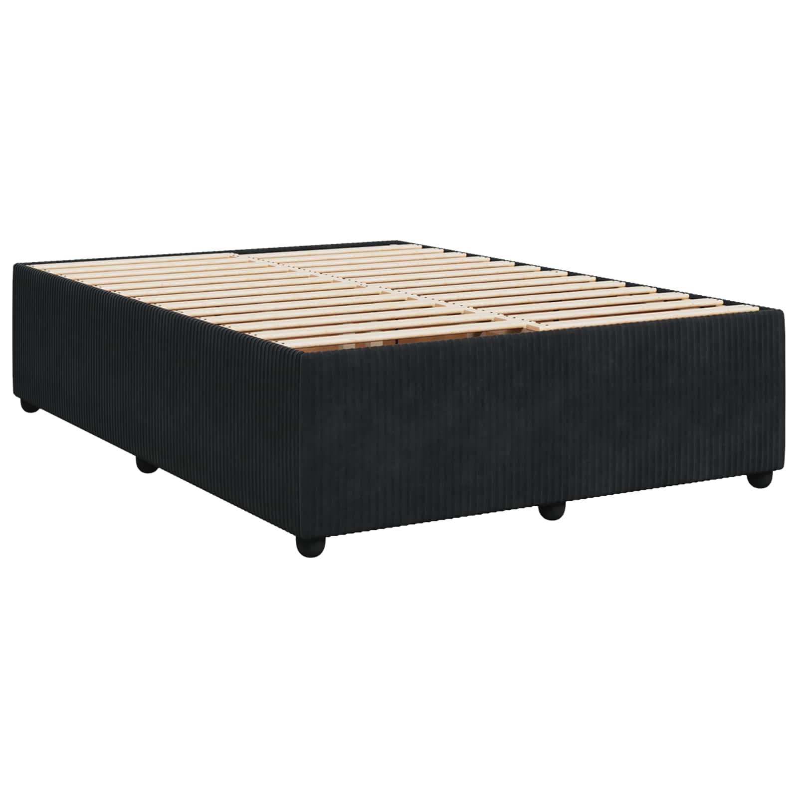 LED Boxspringbett mit Matratze Schwarz 140 x 200 cm Samt