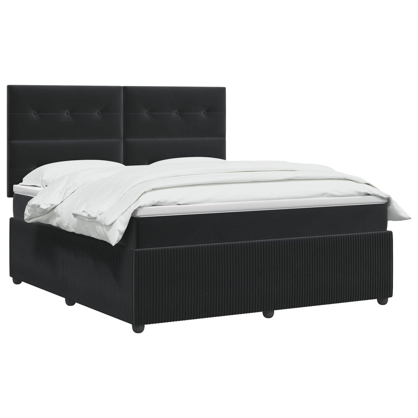 LED Boxspringbett mit Matratze Schwarz 140 x 200 cm Samt