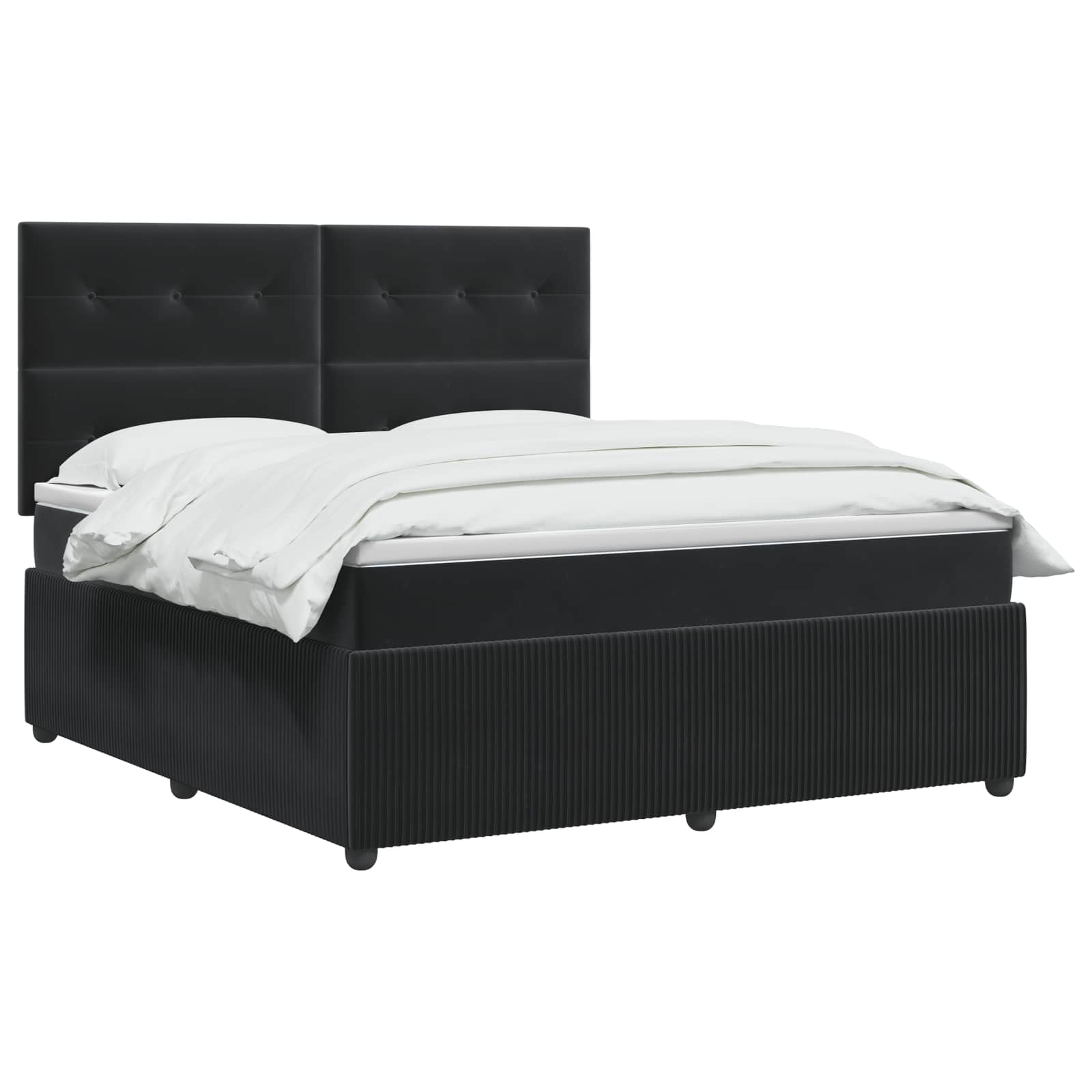 LED Boxspringbett mit Matratze Schwarz 140 x 200 cm Samt