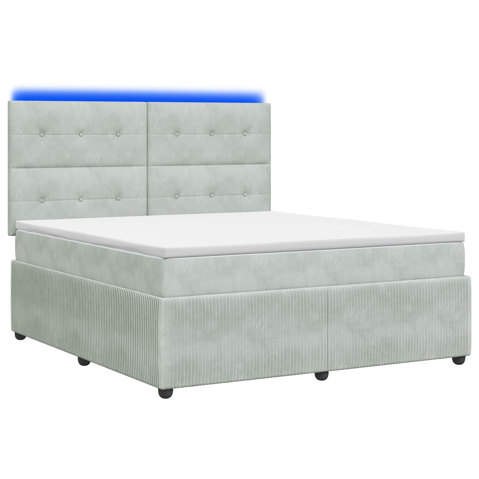 LED Boxspringbett mit Matratze Hellgrau 180 x 200 cm Samt