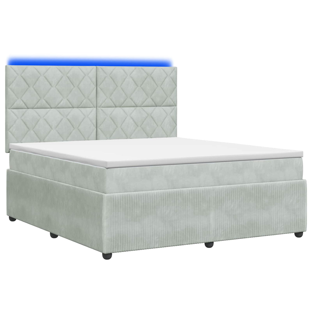 LED Boxspringbett mit Matratze Hellgrau 180 x 200 cm Samt
