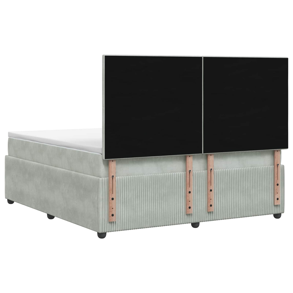 LED Boxspringbett mit Matratze Hellgrau 180 x 200 cm Samt