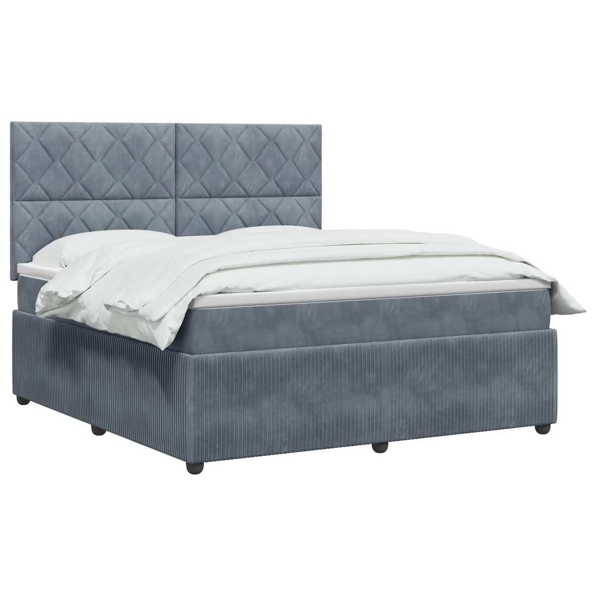 LED Boxspringbett mit Matratze Dunkelgrau 180 x 200 cm Samt