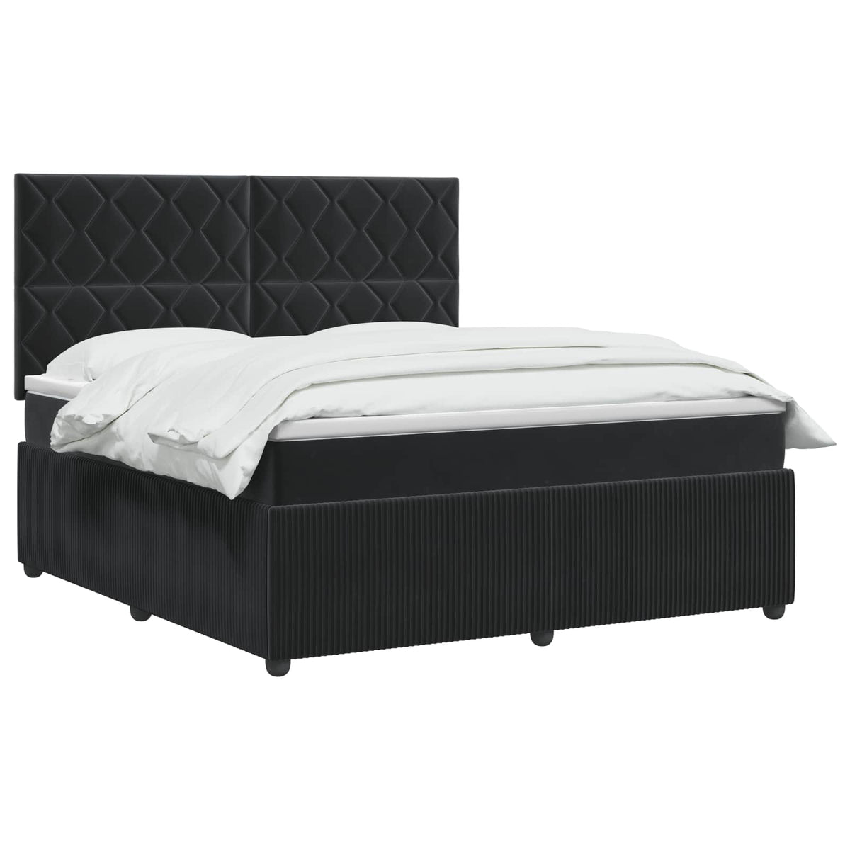 LED Boxspringbett mit Matratze Schwarz 180 x 200 cm Samt