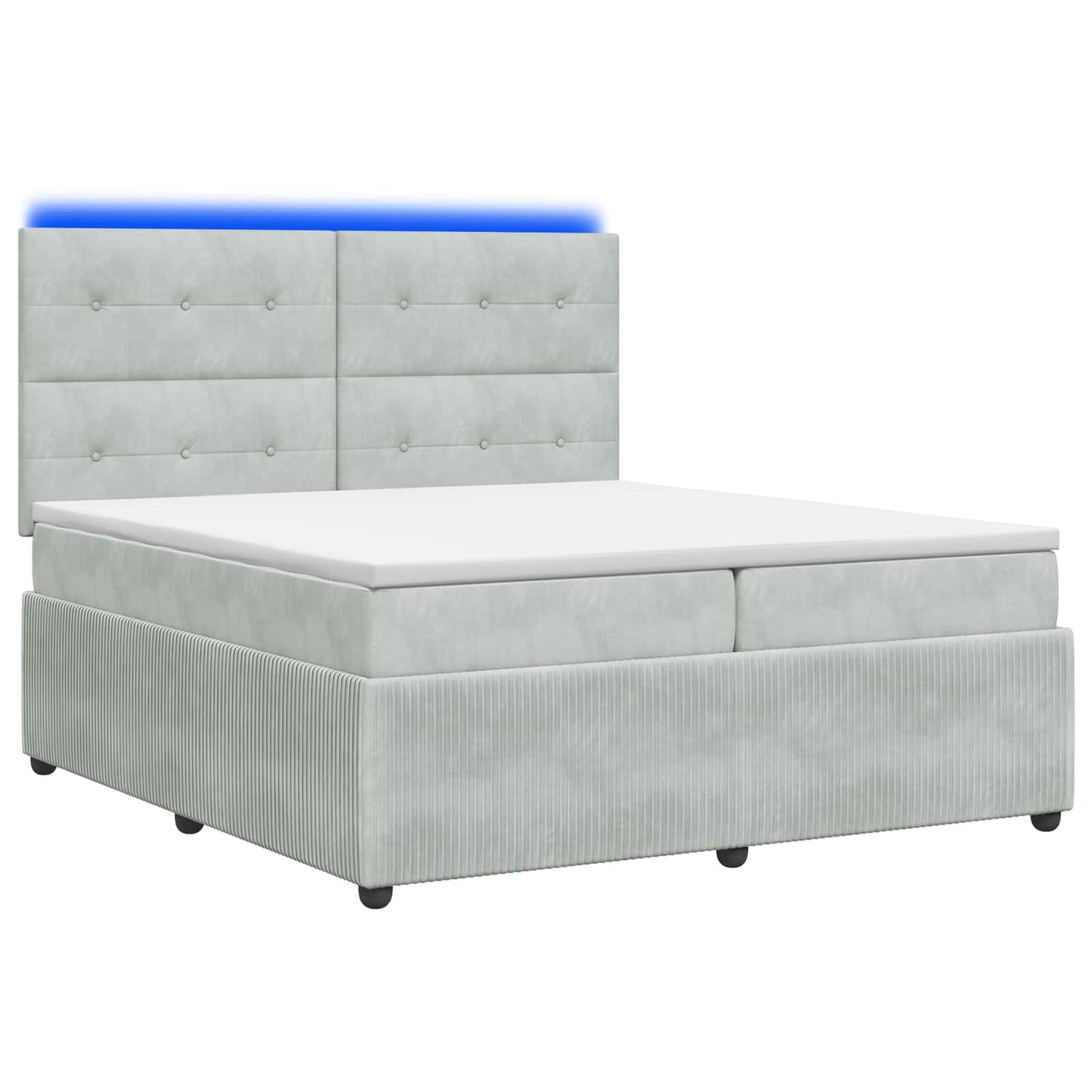 LED Boxspringbett mit Matratze Hellgrau 200 x 200 cm Samt