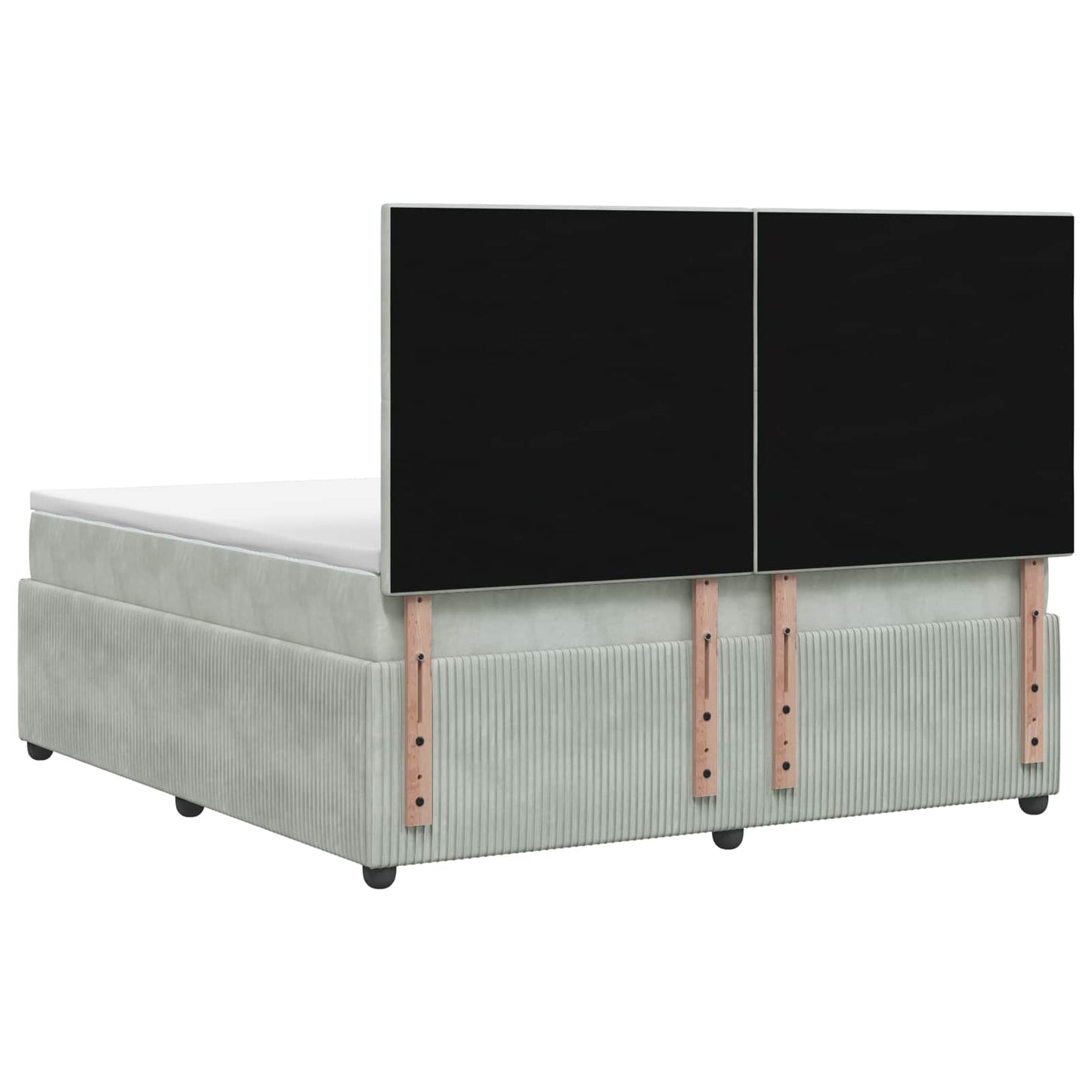 LED Boxspringbett mit Matratze Hellgrau 200 x 200 cm Samt