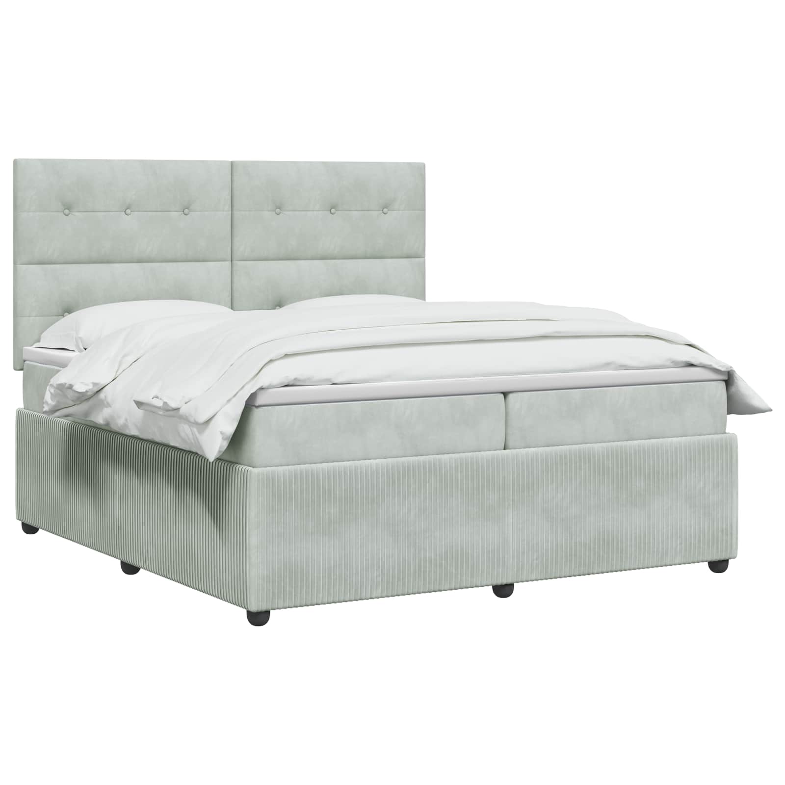 LED Boxspringbett mit Matratze Hellgrau 200 x 200 cm Samt