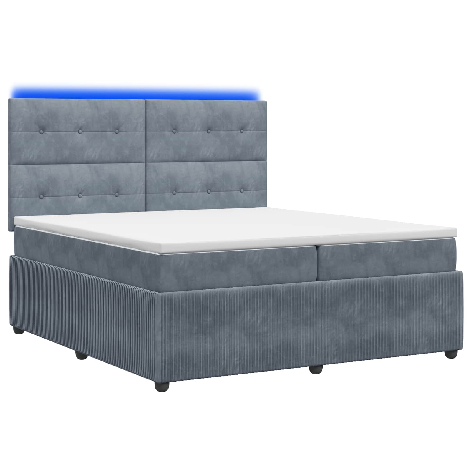 LED Boxspringbett mit Matratze Dunkelgrau 200 x 200 cm Samt