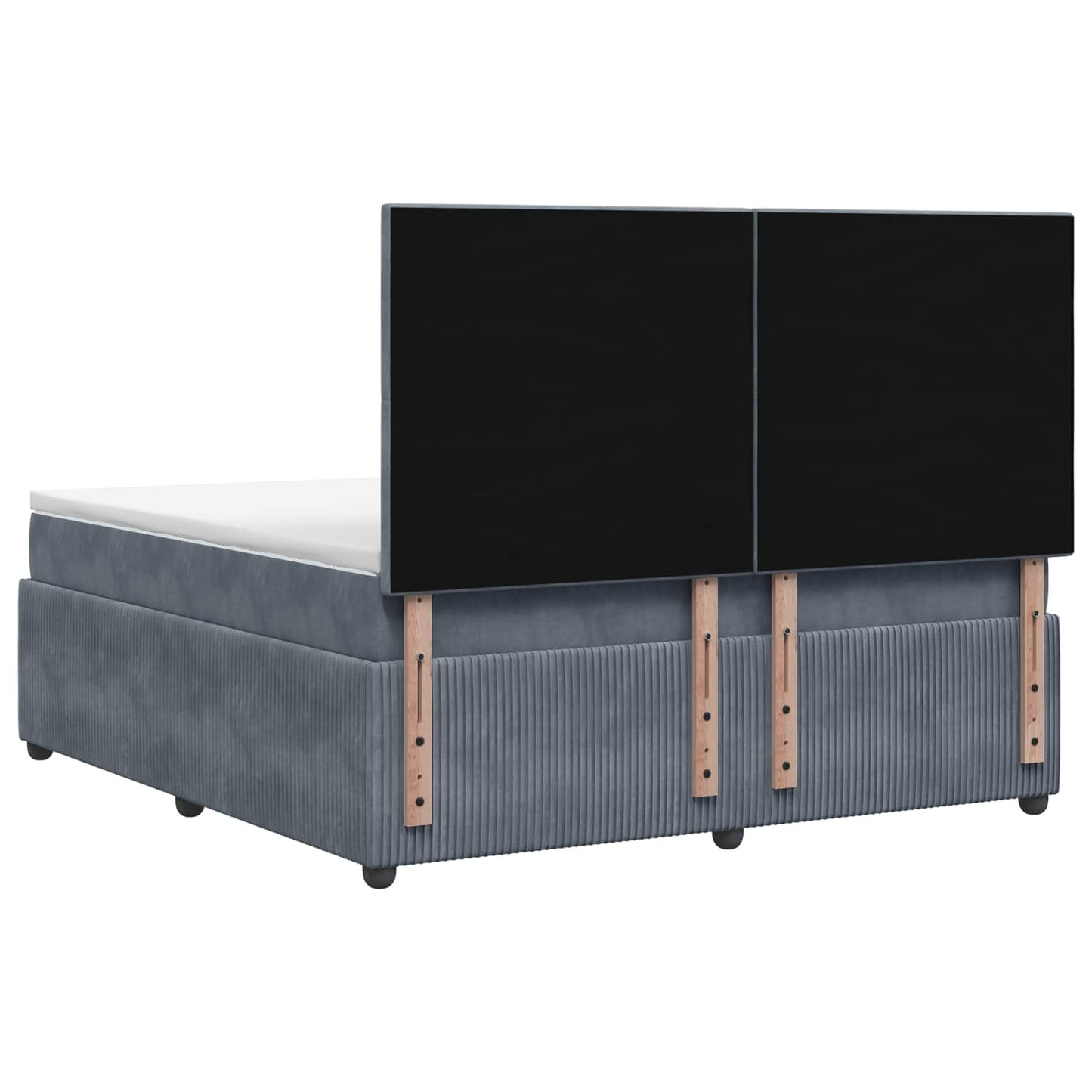 LED Boxspringbett mit Matratze Dunkelgrau 200 x 200 cm Samt