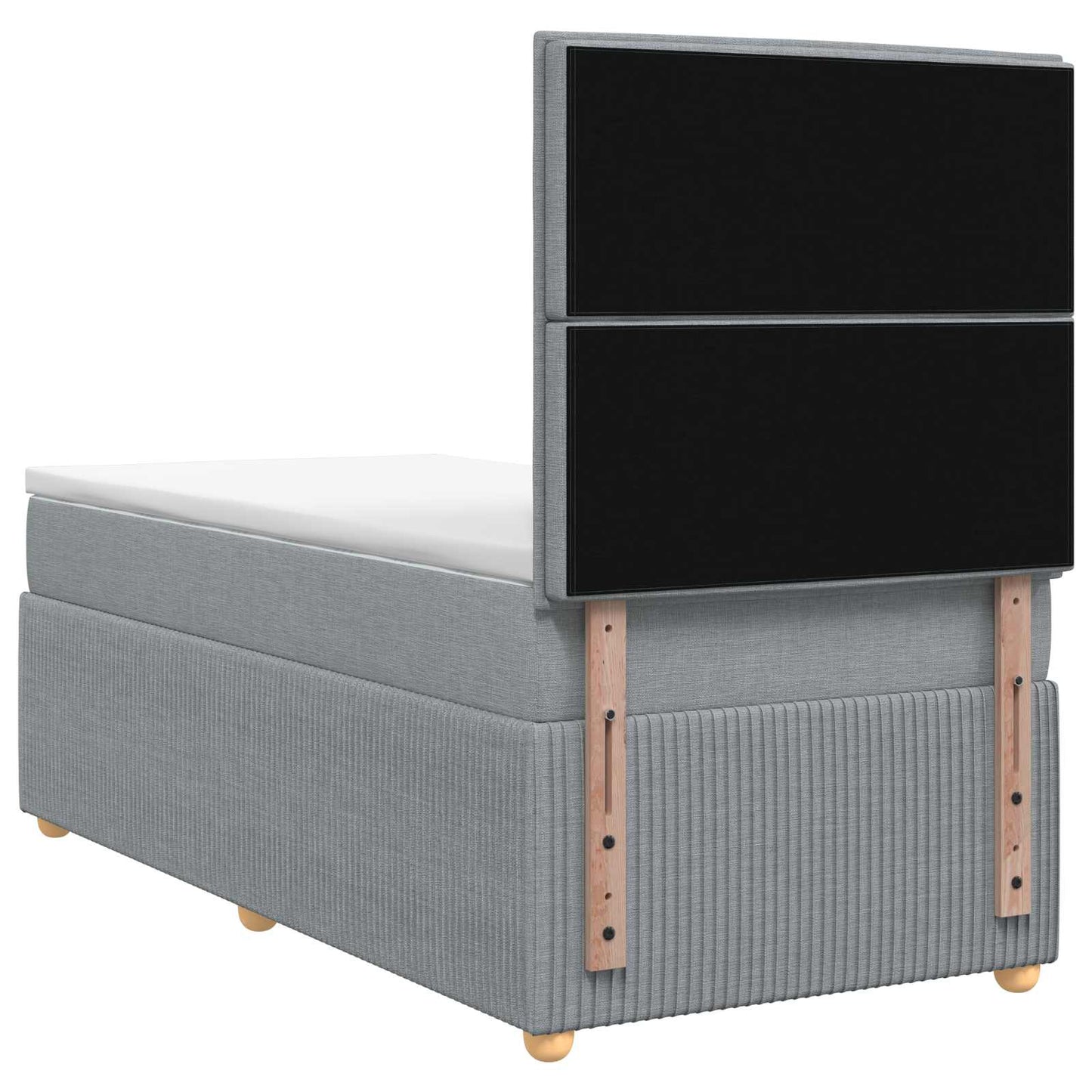 LED Boxspringbett mit Matratze Hellgrau 90 x 190 cm Stoff