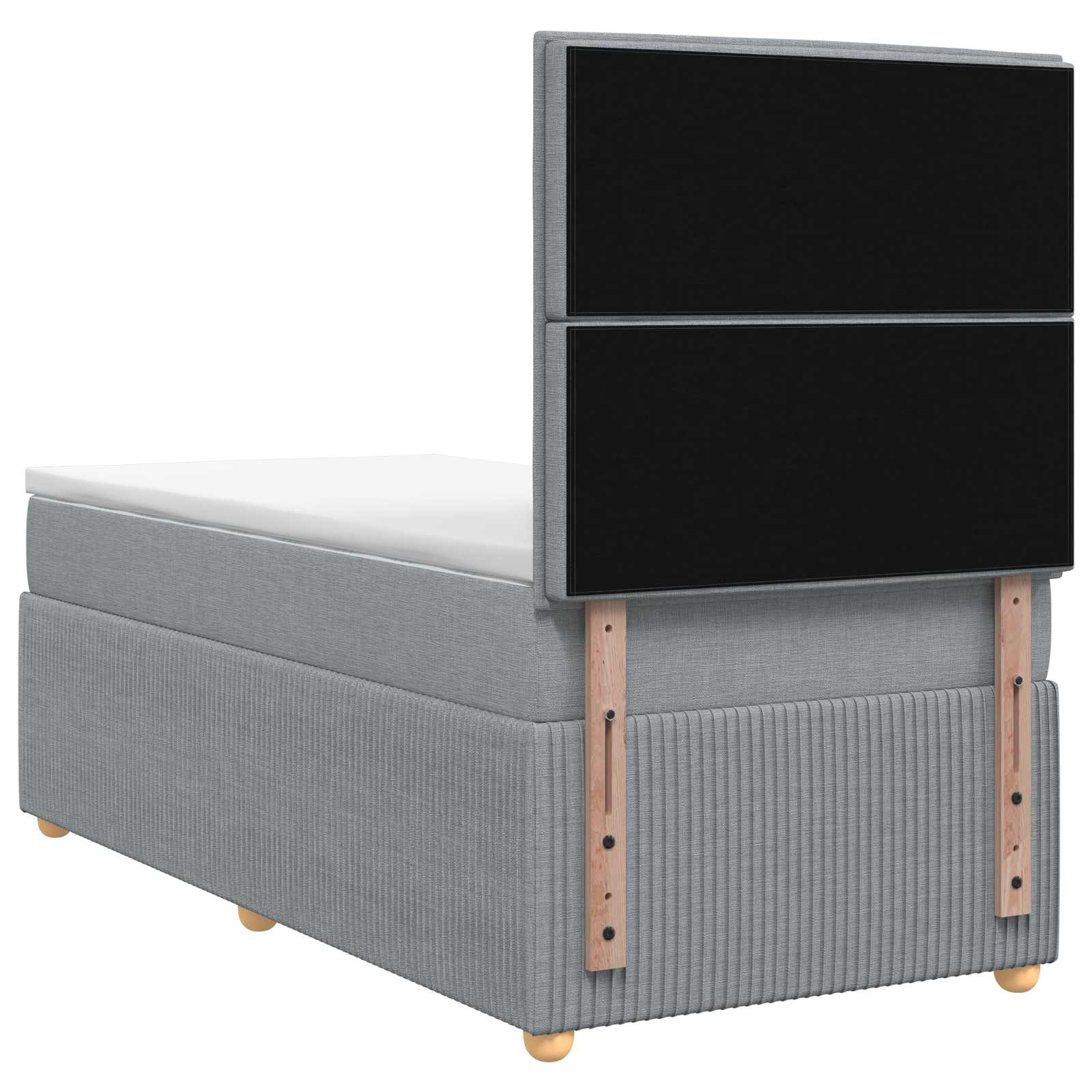 LED Boxspringbett mit Matratze Hellgrau 90 x 190 cm Stoff