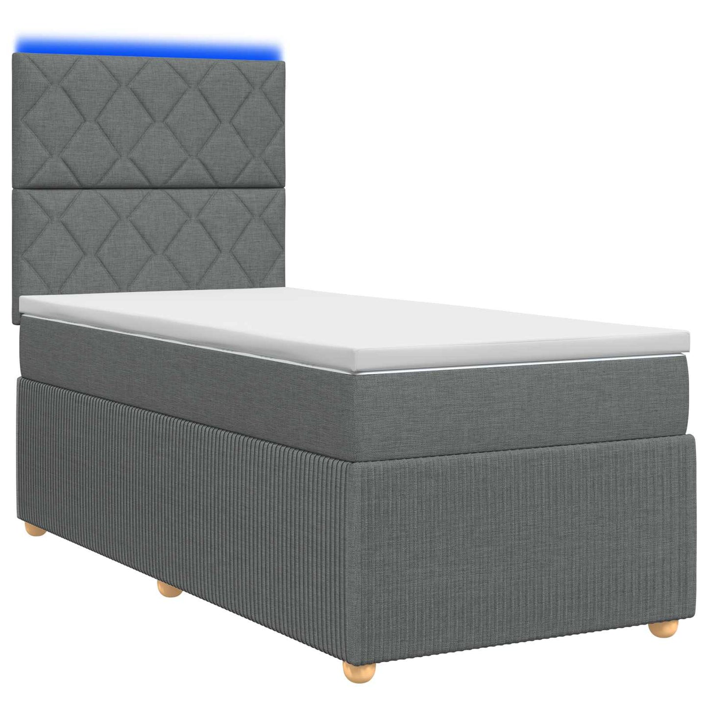 LED Boxspringbett mit Matratze Dunkelgrau 90 x 190 cm Stoff