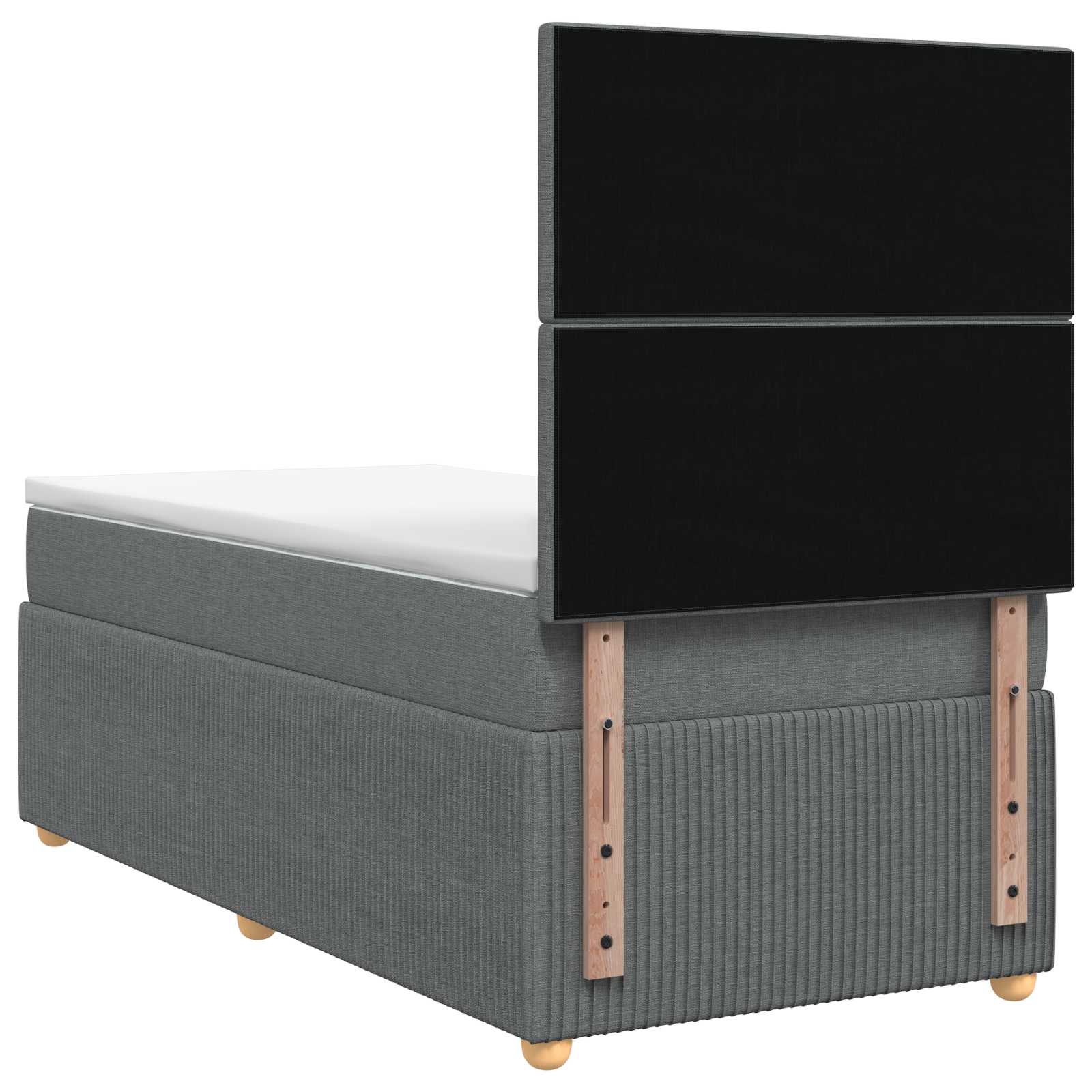 LED Boxspringbett mit Matratze Dunkelgrau 90 x 190 cm Stoff