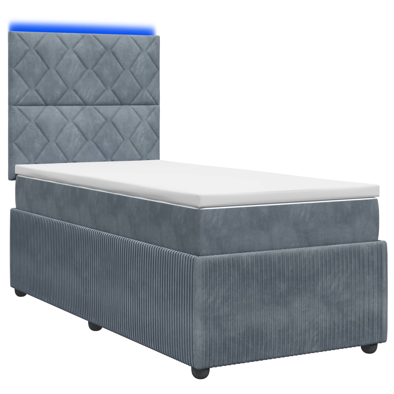 LED Boxspringbett mit Matratze Dunkelgrau 90 x 190 cm Samt
