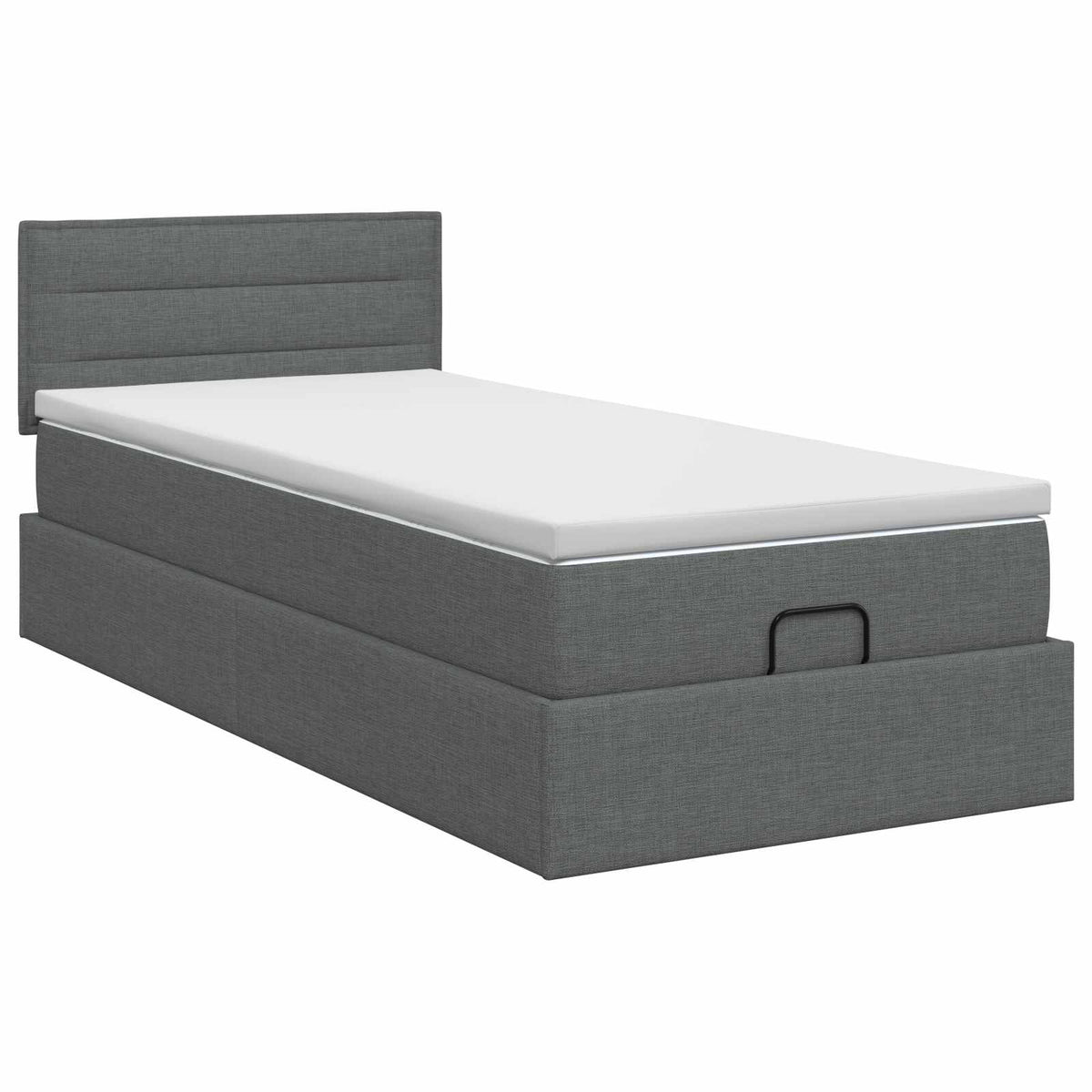 Ottoman Bett mit Matratze Dunkelgrau 90 x 200 cm Stoff