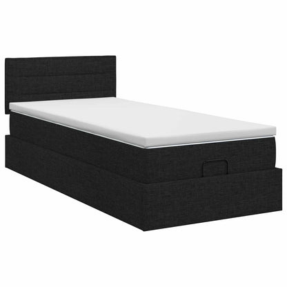 Ottoman Bett mit Matratze Schwarz 90 x 200 cm Stoff