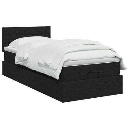 Ottoman Bett mit Matratze Schwarz 90 x 200 cm Stoff