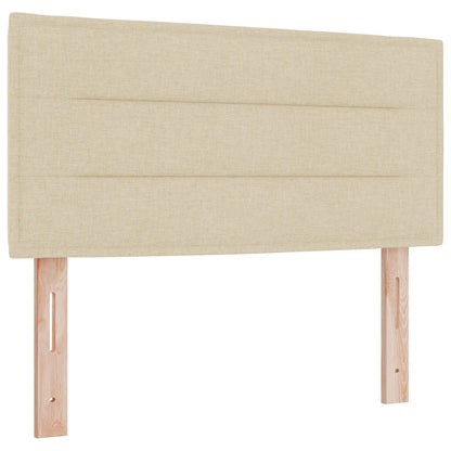 Ottoman Bett mit Matratze mit Kopfteil Creme 90 x 200 cm Stoff