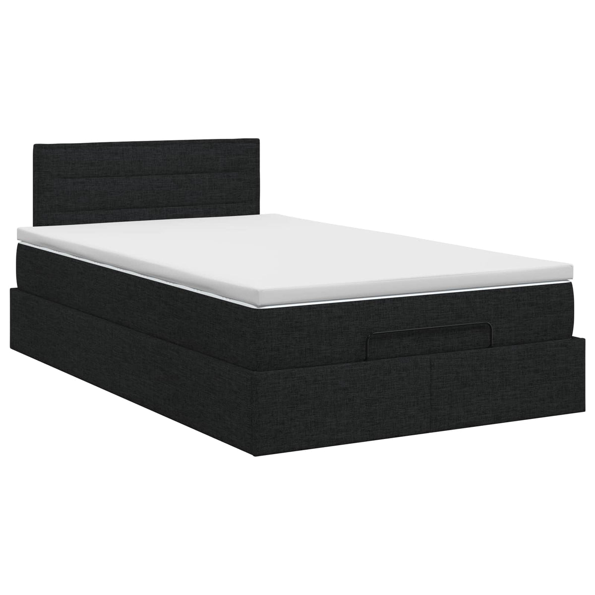 Ottoman Bett mit Matratze Schwarz 120 x 190 cm Stoff
