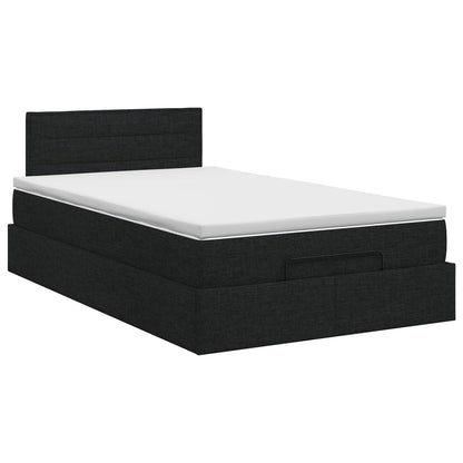 Ottoman Bett mit Matratze Schwarz 120 x 190 cm Stoff