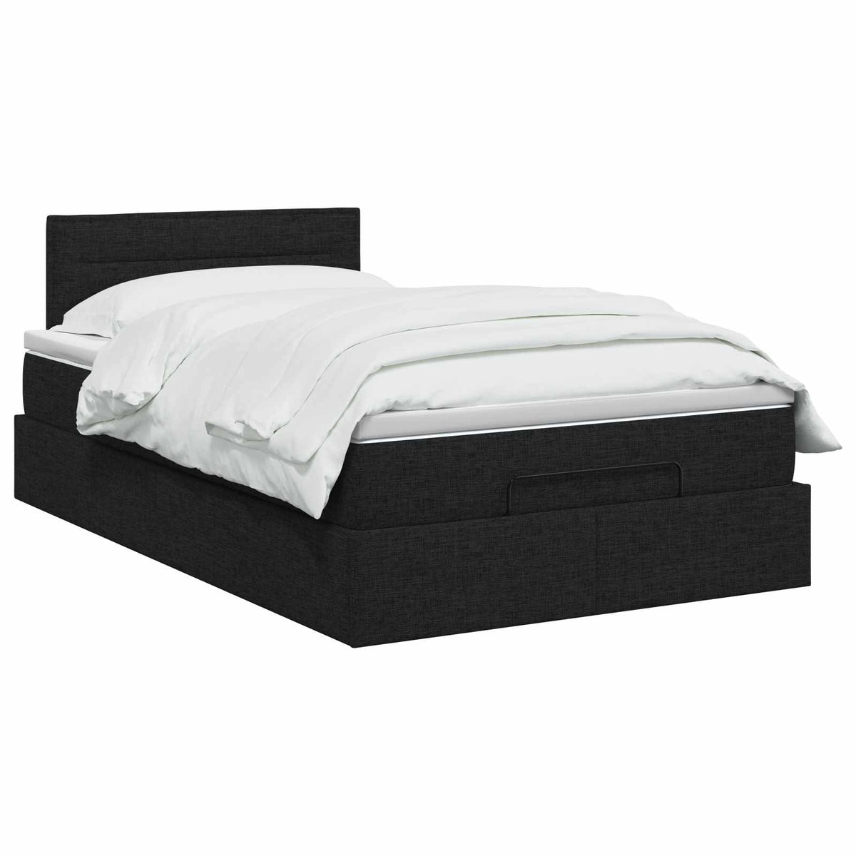 Ottoman Bett mit Matratze Schwarz 120 x 190 cm Stoff