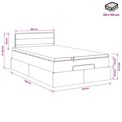 Ottoman Bett mit Matratze Schwarz 120 x 190 cm Stoff