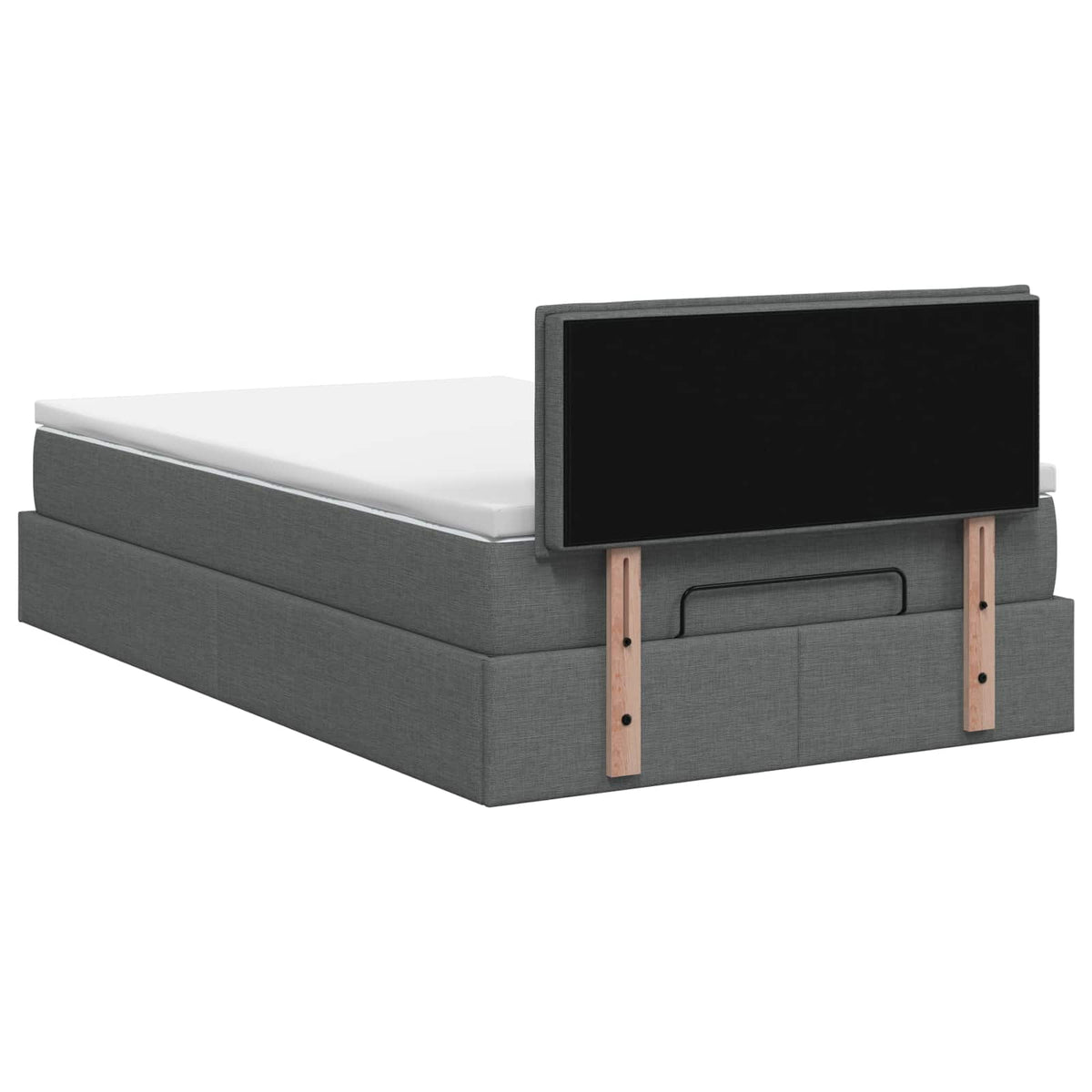 Ottoman Bett mit Matratze Dunkelgrau 120 x 200 cm Stoff