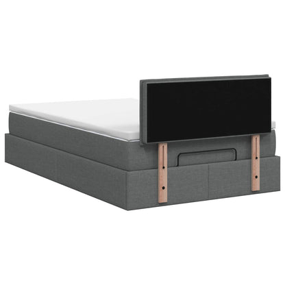 Ottoman Bett mit Matratze Dunkelgrau 120 x 200 cm Stoff