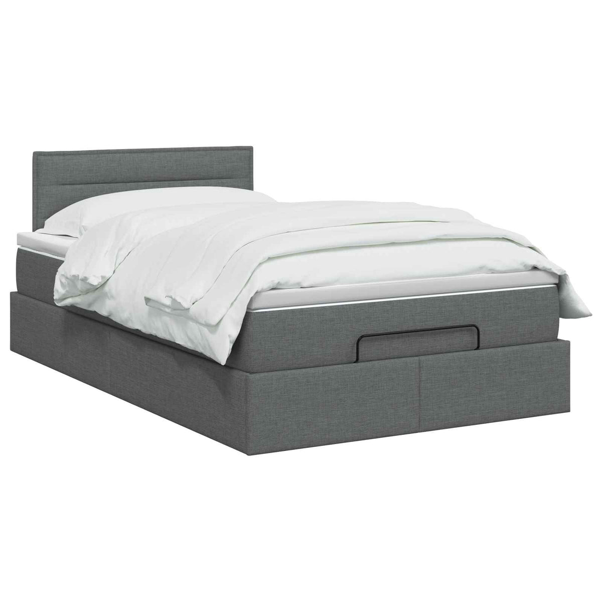 Ottoman Bett mit Matratze Dunkelgrau 120 x 200 cm Stoff