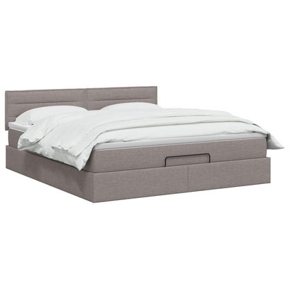 Ottoman Bett mit Matratze mit Kopfteil Taupe 160 x 200 cm Stoff