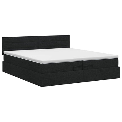 Ottoman Bett mit Matratze Schwarz 200 x 200 cm Stoff