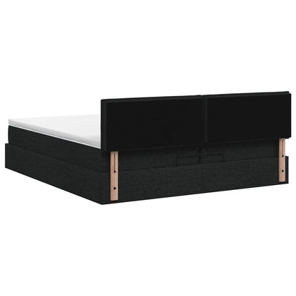 Ottoman Bett mit Matratze Schwarz 200 x 200 cm Stoff