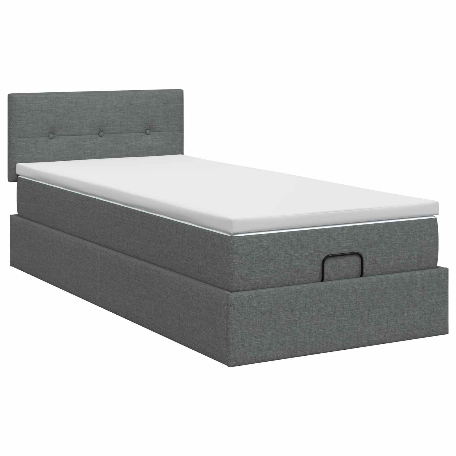 Ottoman Bett mit Matratze Dunkelgrau 80 x 200 cm Stoff