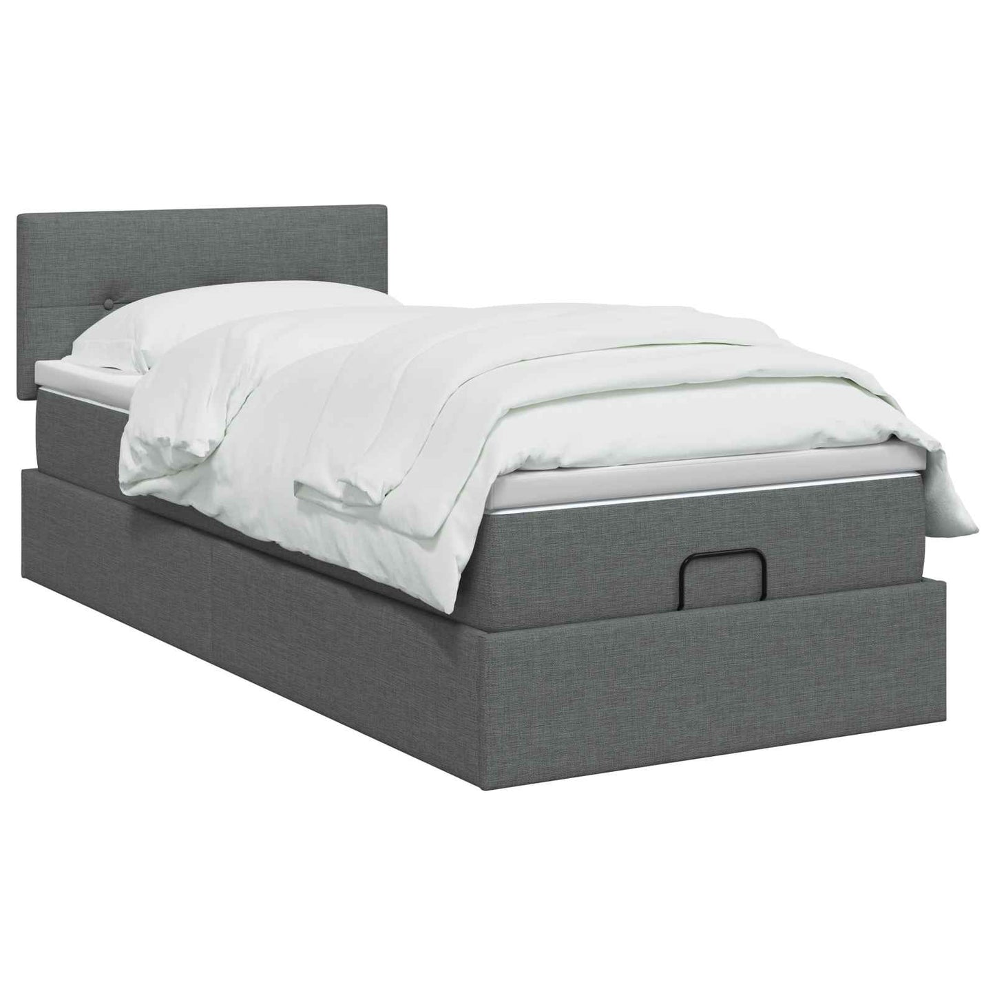 Ottoman Bett mit Matratze Dunkelgrau 80 x 200 cm Stoff