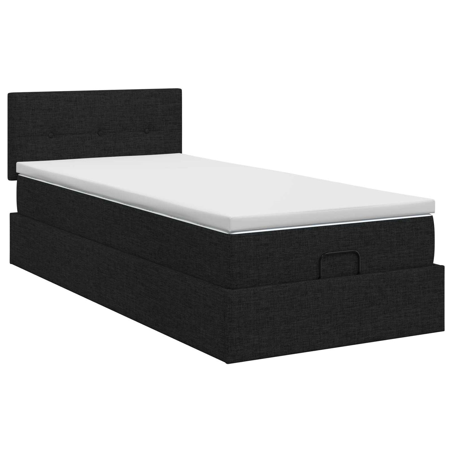 Ottoman Bett mit Matratze Schwarz 90 x 190 cm Stoff