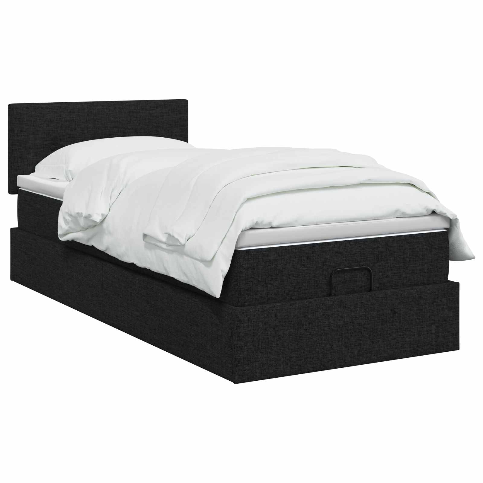 Ottoman Bett mit Matratze Schwarz 90 x 190 cm Stoff
