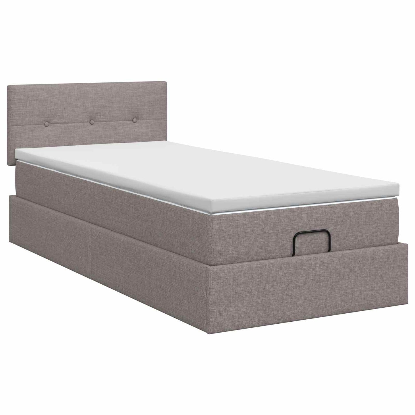 Ottoman Bett mit Matratze mit Kopfteil Taupe 90 x 200 cm Stoff