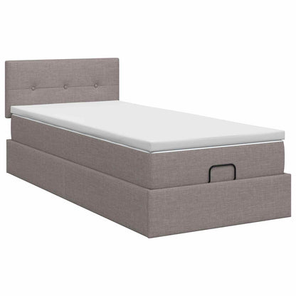 Ottoman Bett mit Matratze mit Kopfteil Taupe 90 x 200 cm Stoff