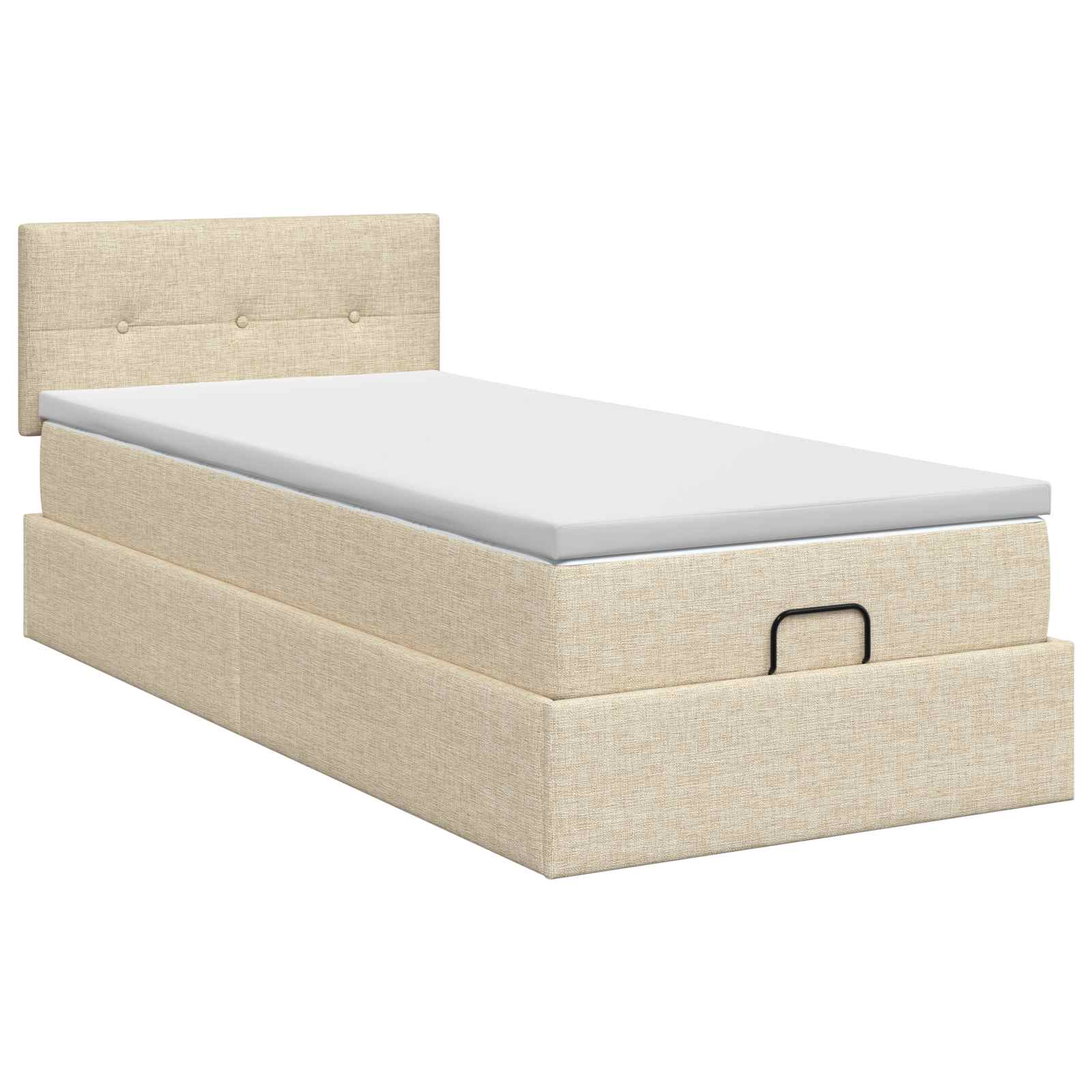 Ottoman Bett mit Matratze mit Kopfteil Creme 90 x 200 cm Stoff