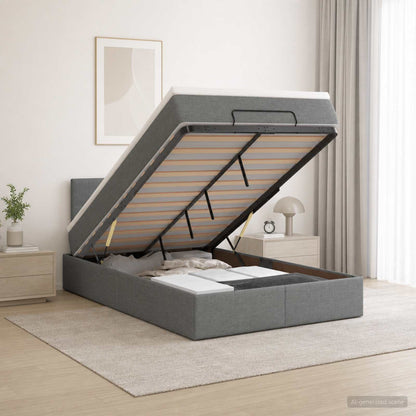 Ottoman-Bett mit Matratze und LED Dunkelgrau 120 x 200 cm Stoff
