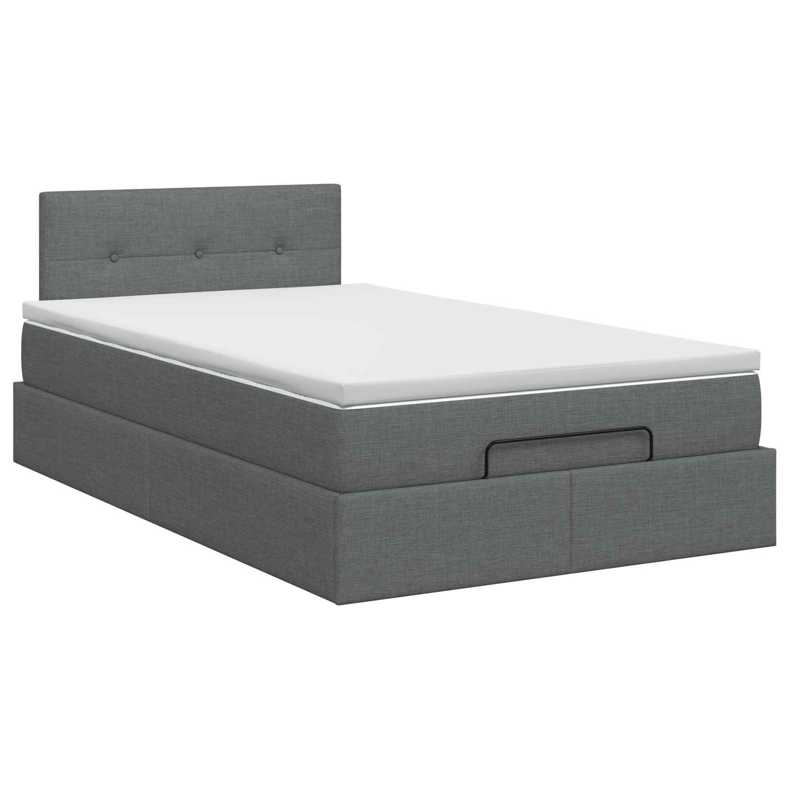 Ottoman Bett mit Matratze Dunkelgrau 120 x 190 cm Stoff