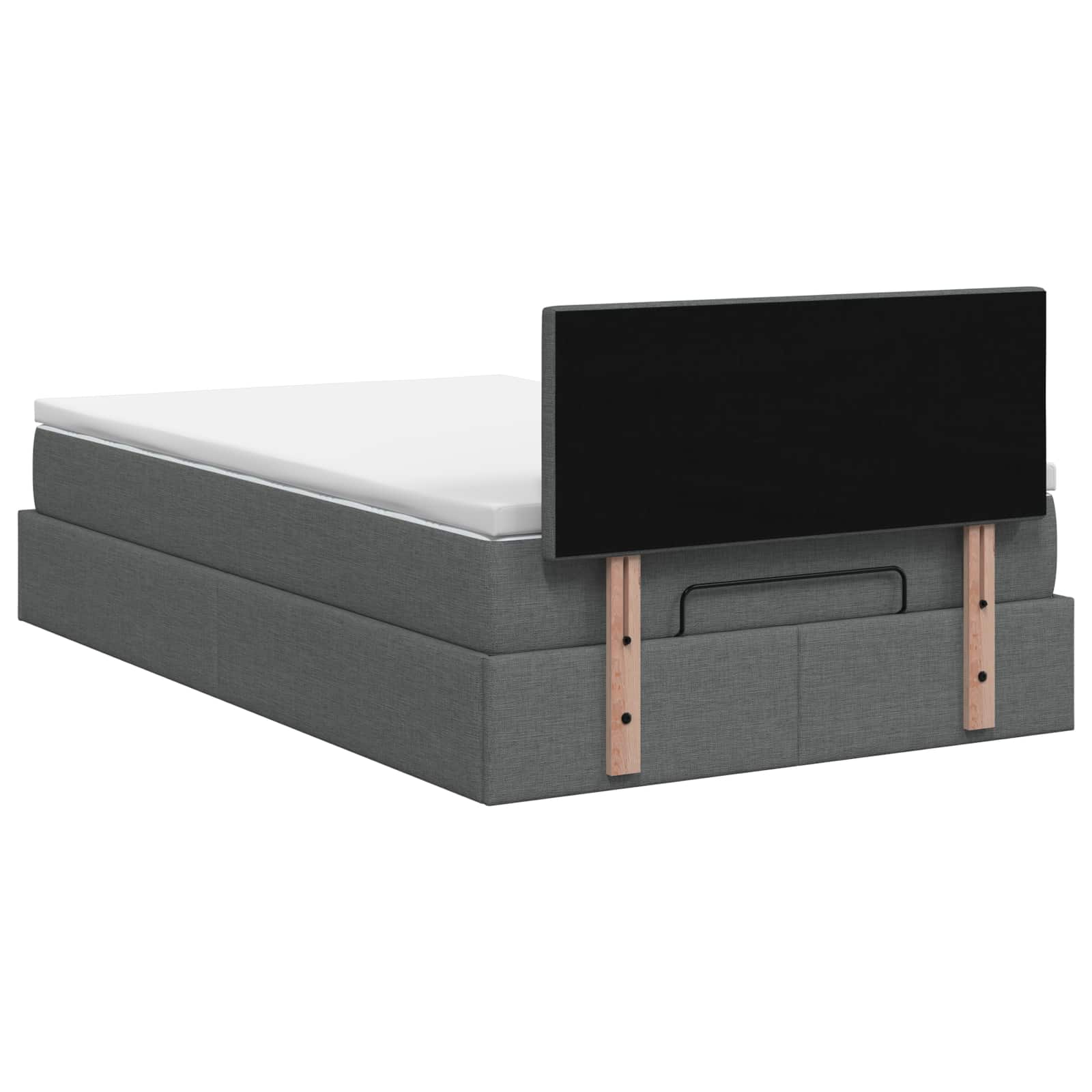 Ottoman Bett mit Matratze Dunkelgrau 120 x 190 cm Stoff