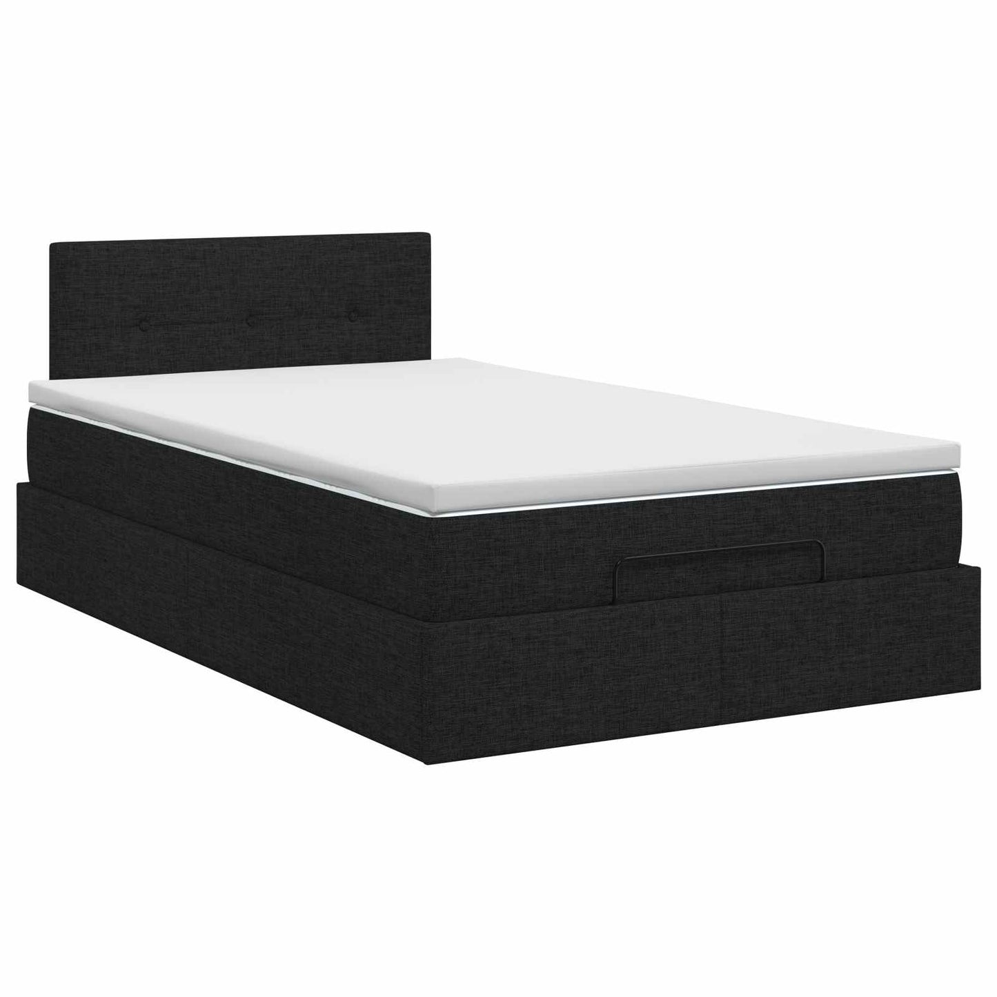 Ottoman Bett mit Matratze Schwarz 120 x 190 cm Stoff