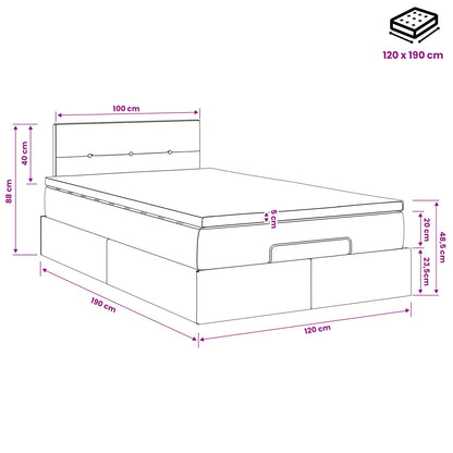 Ottoman Bett mit Matratze Schwarz 120 x 190 cm Stoff