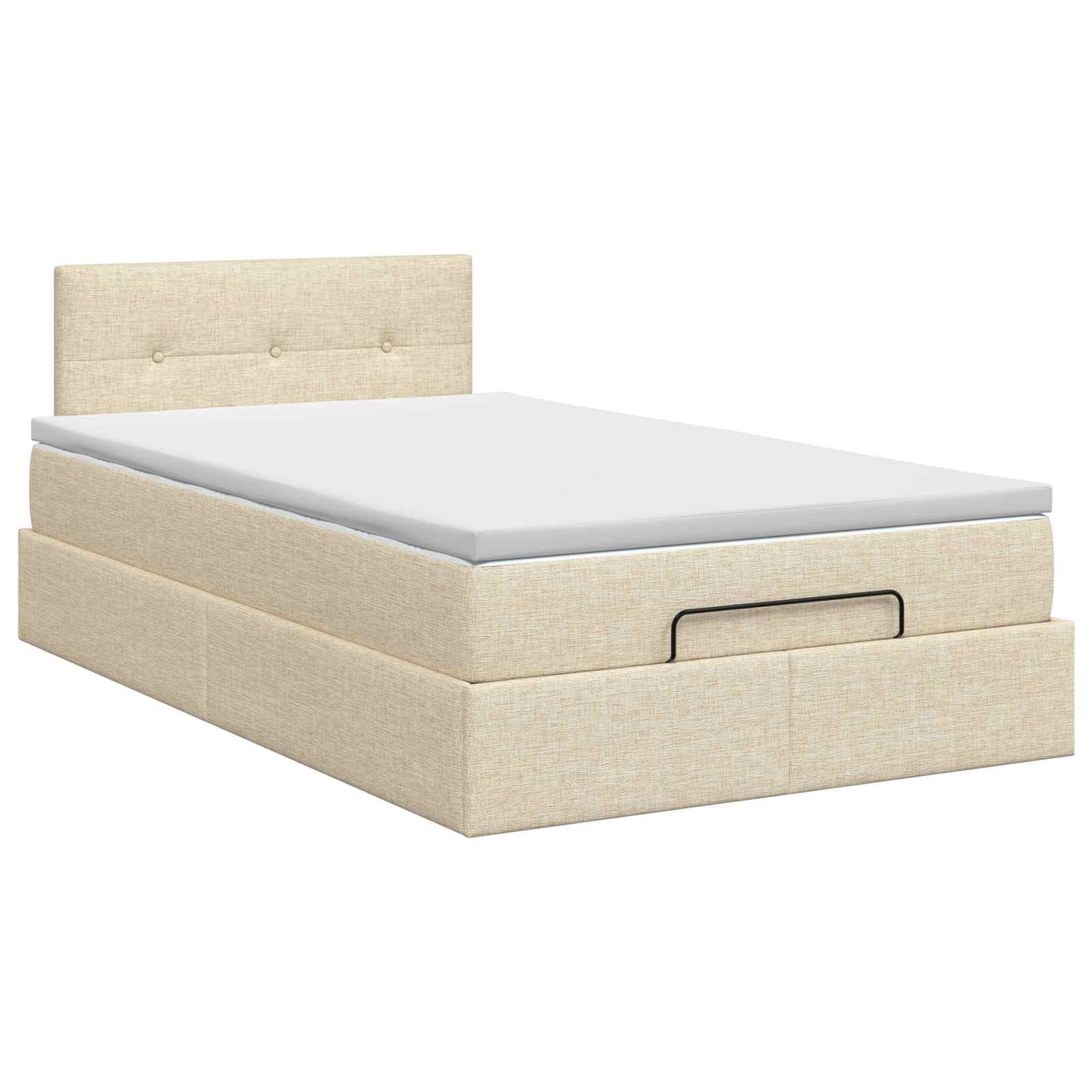 Ottoman Bett mit Matratze mit Kopfteil Creme 120 x 200 cm Stoff