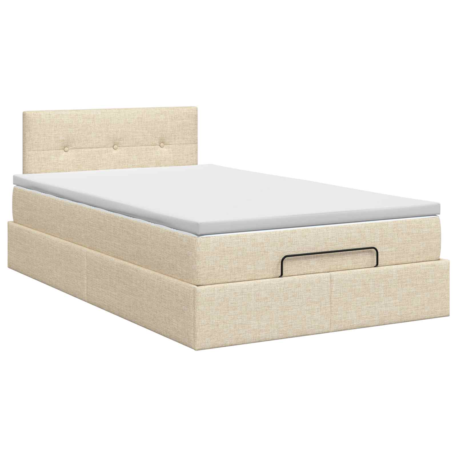 Ottoman Bett mit Matratze mit Kopfteil Creme 120 x 200 cm Stoff