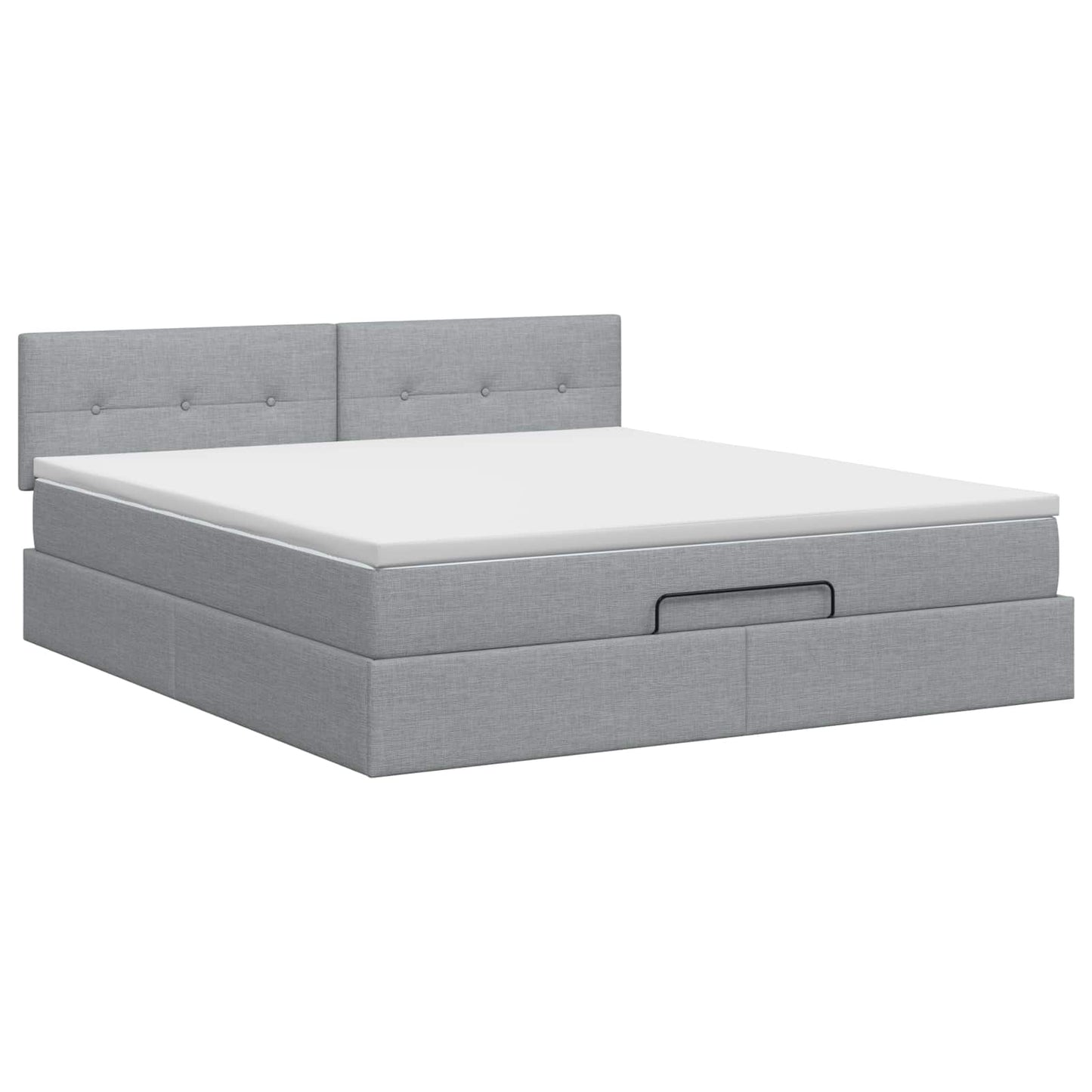 Ottoman Bett mit Matratze Hellgrau 140 x 190 cm Stoff