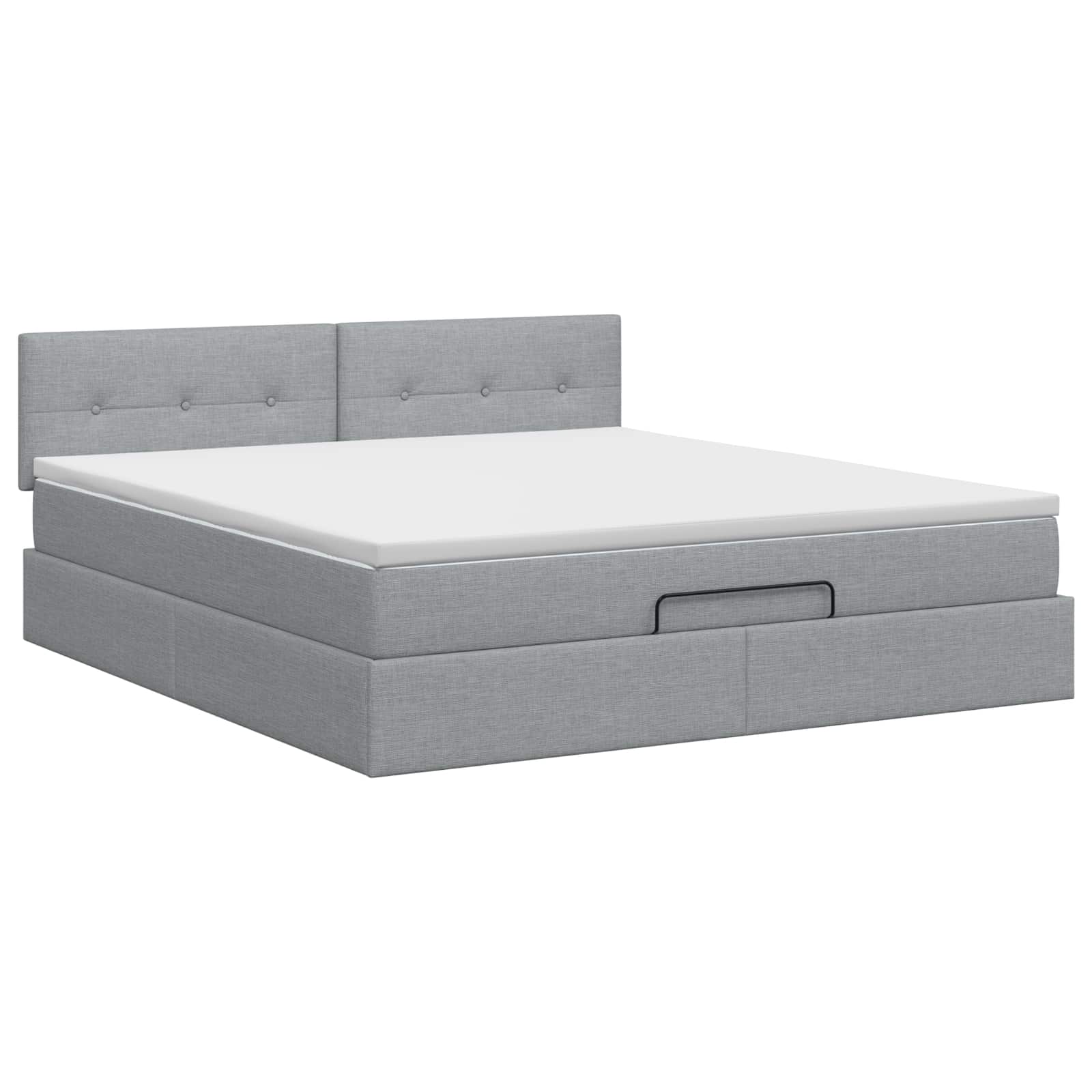 Ottoman Bett mit Matratze Hellgrau 140 x 190 cm Stoff