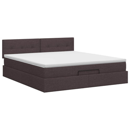 Ottoman Bett mit Matratze Dunkelbraun 140 x 200 cm Stoff